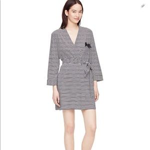 Kate Spade Black and White Striped Short Robe